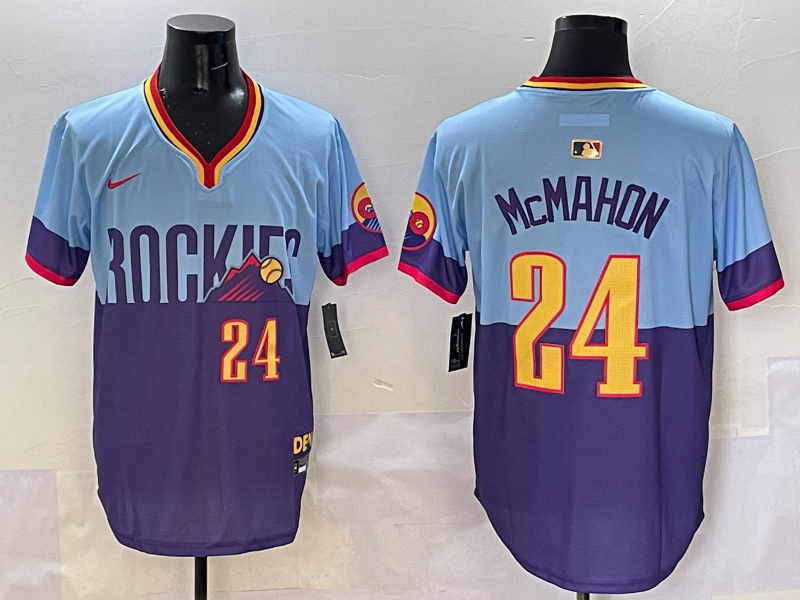 Men's Colorado Rockies Ryan McMahon #24 Purple/Light Blue 2025 City Connect Limited Jersey